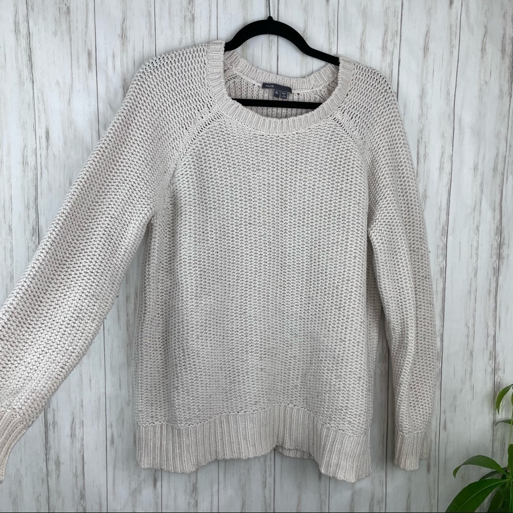 Vince oatmeal chunky knit pullover crew sweater